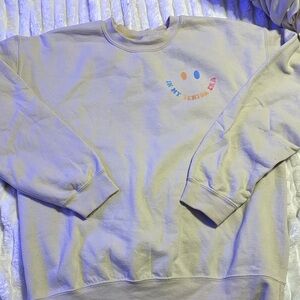 Gildan Cream Crewneck Sweater with Colorful Smiley